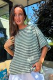 Below Deck Cheesecloth Stripe Tee Khaki